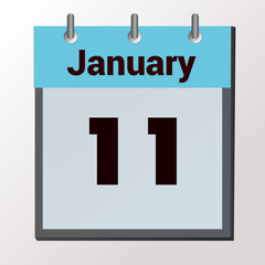 vector calendar page with date January 11, light colors