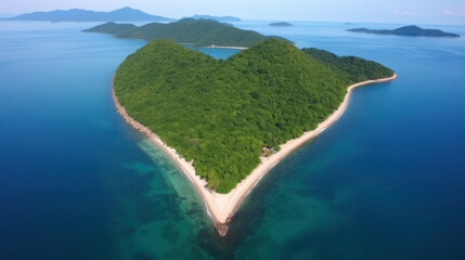 Heart-shaped tropical island, symbol of love - obrazy, fototapety, plakaty