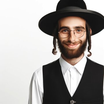 Happy man in Jewish attire