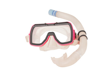 Pink plastic diving and scuba mask with transparent background