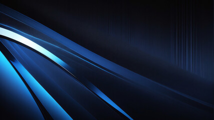 黒の背景テクスチャに抽象的な青。ダイナミックな曲線とぼかしパターン。詳細なフラクタル グラフィックス。科学と技術の概念。 - obrazy, fototapety, plakaty