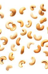 Cashews nuts isolated on transparent or white background.