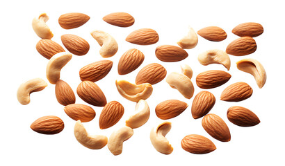 Cashews nuts isolated on transparent or white background.