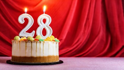 Number 28 Birthday cake. Twenty-eight number Birthday cake.	