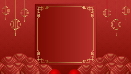 Red and gold vector gradient chinese lunar new year. Happy Chinese new year 2024 design. Vector illustration and banner concept - obrazy, fototapety, plakaty