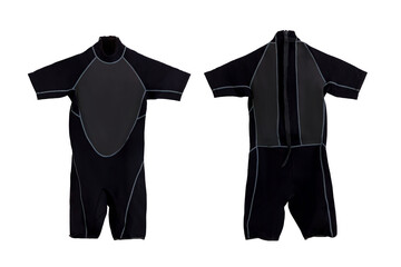 Black short diving plastic wet suit for underwater swimming with transparent background