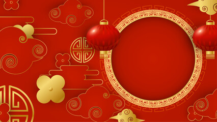 Red and gold vector gradient chinese lunar new year. Happy Chinese new year background. 2024. Year of the Dragon.