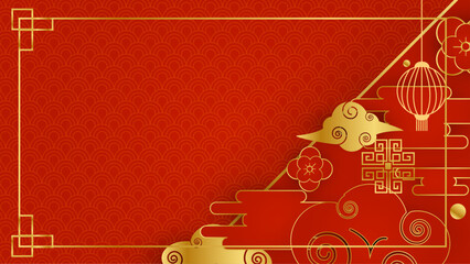 Red and gold vector realistic chinese new year background. Happy Chinese new year background. 2024. Year of the Dragon.