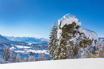 Foto op Canvas Allgäu - Winter - Schnee - Baum - Berge © Dozey