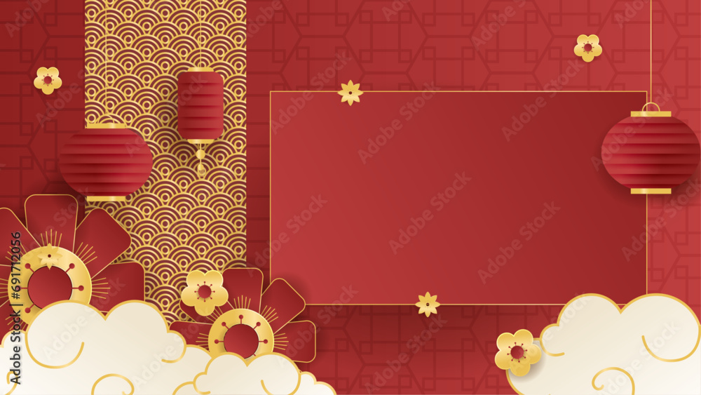 Aufkleber red and gold vector gradient chinese new year background. trendy happy chinese new year 2024 design 