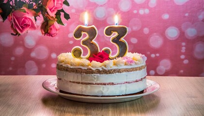 33 Number Birthday cake. Thirty tthree number birthday cake.	
