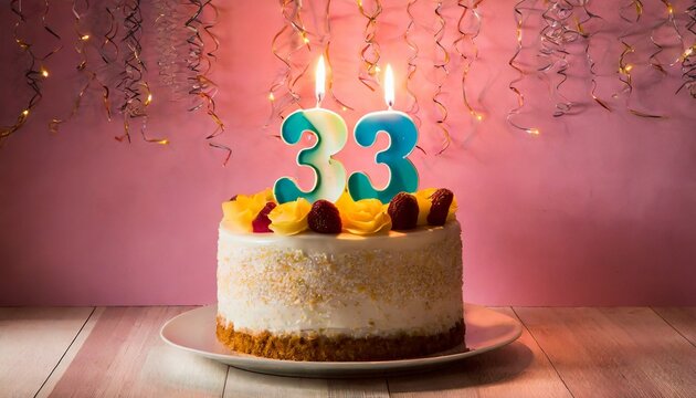33 Number Birthday cake. Thirty tthree number birthday cake.