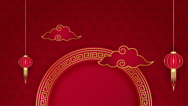 Red and gold vector chinese new year celebration festive background. Happy Chinese new year background for poster, banner, flyer, greeting card, and sale