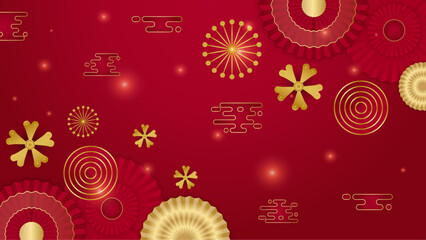 Red and gold vector elegant chinese lunar year design. Happy Chinese new year background for poster, banner, flyer, greeting card, and sale