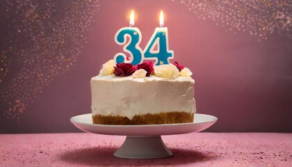 34 Number Birthday cake. Thirty four number birthday cake.	
