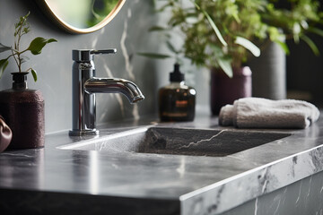 Modern Floating Bathroom Vanity with Sintered Stone Vessel Sink with Gray - Exquisite Bathroom Design