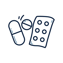Hand drawn medical drugs doodle line illustration. medical drugs doodle icon vector.