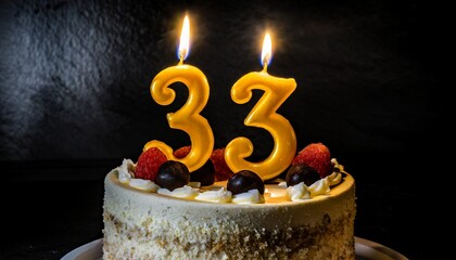 33 Number Birthday cake. Thirty tthree number birthday cake.	
