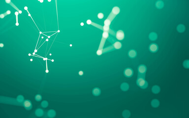 Abstract background. Molecules technology with polygonal shapes, connecting dots and lines. Connection structure. Big data visualization.