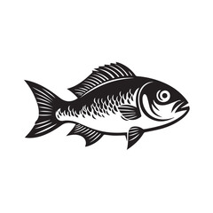 Fish in cartoon, doodle style. Isolated 2d vector illustration in logo, icon, sketch style, Eps 10, black and white. AI Generative