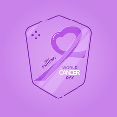 Vector Illustrations for World cancer day with shinny shield