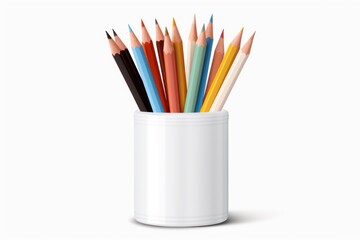 white holder for pencils on isolated transparent background 