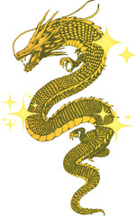 Obraz premium 金龍 - リアルな龍のイラスト