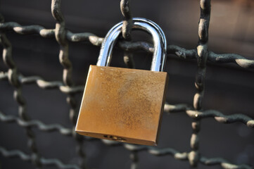 Castle Hanging on Fence as Symbol of Traditional Love Sign
