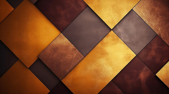 Luxury abstract and geometric background in yellow, prange and brown colors with metallic texture