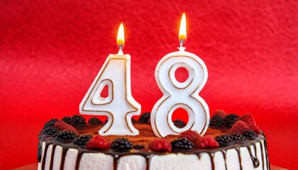 Number 48 Birthday cake. Forty-eight Birthday cake.