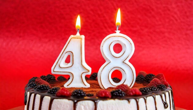 Number 48 Birthday cake. Forty-eight Birthday cake.