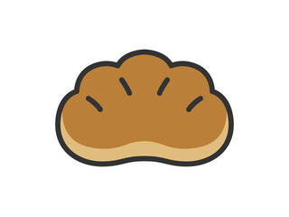 クリームパンのアイコン（線画カラー）のイラスト