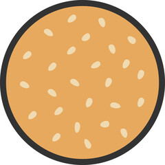 ごまパンのアイコン（線画カラー）のイラスト