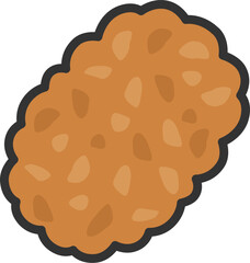 カレーパンのアイコン（線画カラー）のイラスト