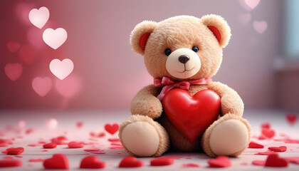 Valentine's day teddy bear with heart vector design  created with generative ai