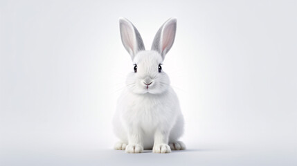 Obraz premium White rabbit isolated on white. Generative ai