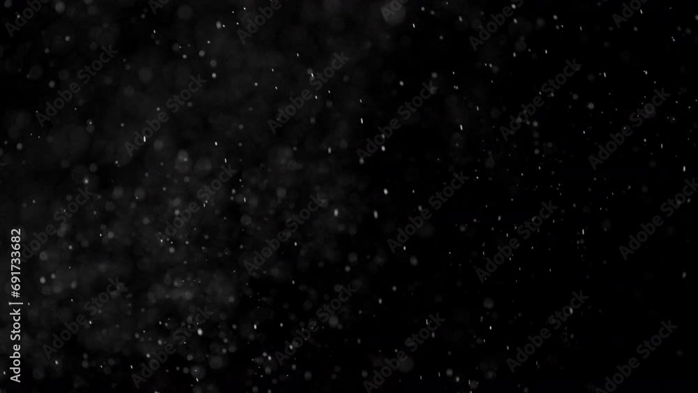 Wall mural dust particles floating on black background. dynamic dust particles randomly float in space. glitter