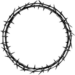 Circle barbed wire frame drawing - obrazy, fototapety, plakaty