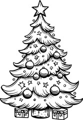 Pine tree decoration drawing