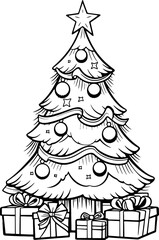Pine tree decoration drawing