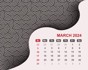 March 2024 design template. Vector illustration

