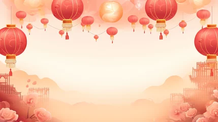 Crédence de cuisine en verre imprimé Montgolfière chinese new year banner with chinese lanterns