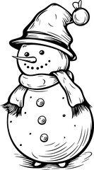 Cartoon snowman sketch drawing