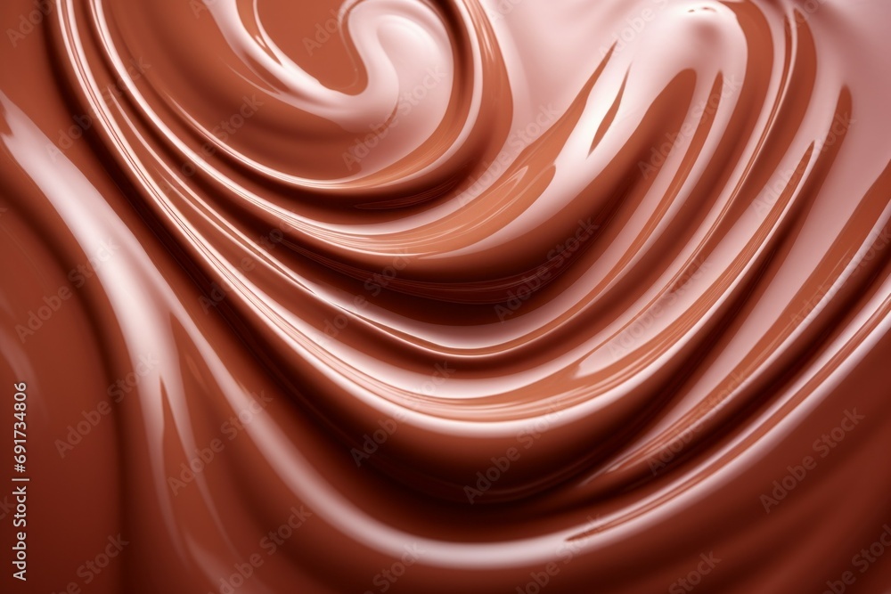 Poster abstract backdrop of melted milk chocolate. background with selective focus and copy space