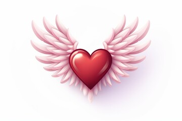 Heart with Cupid wings. Light background with selective focus and copy space