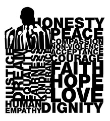 A vector silhouette illustration for civil rights movement with inspirational words  - 691735269