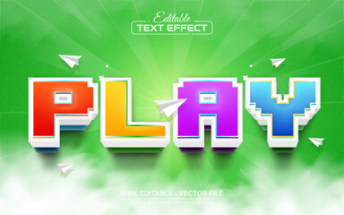 Play 3d cartoon colorful game pixel text effect editable