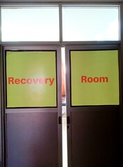 Recovery room door in hospital
