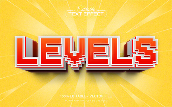 Level red pixel 3d text effect editable