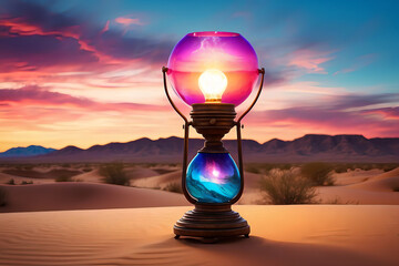 light bulb in the desert